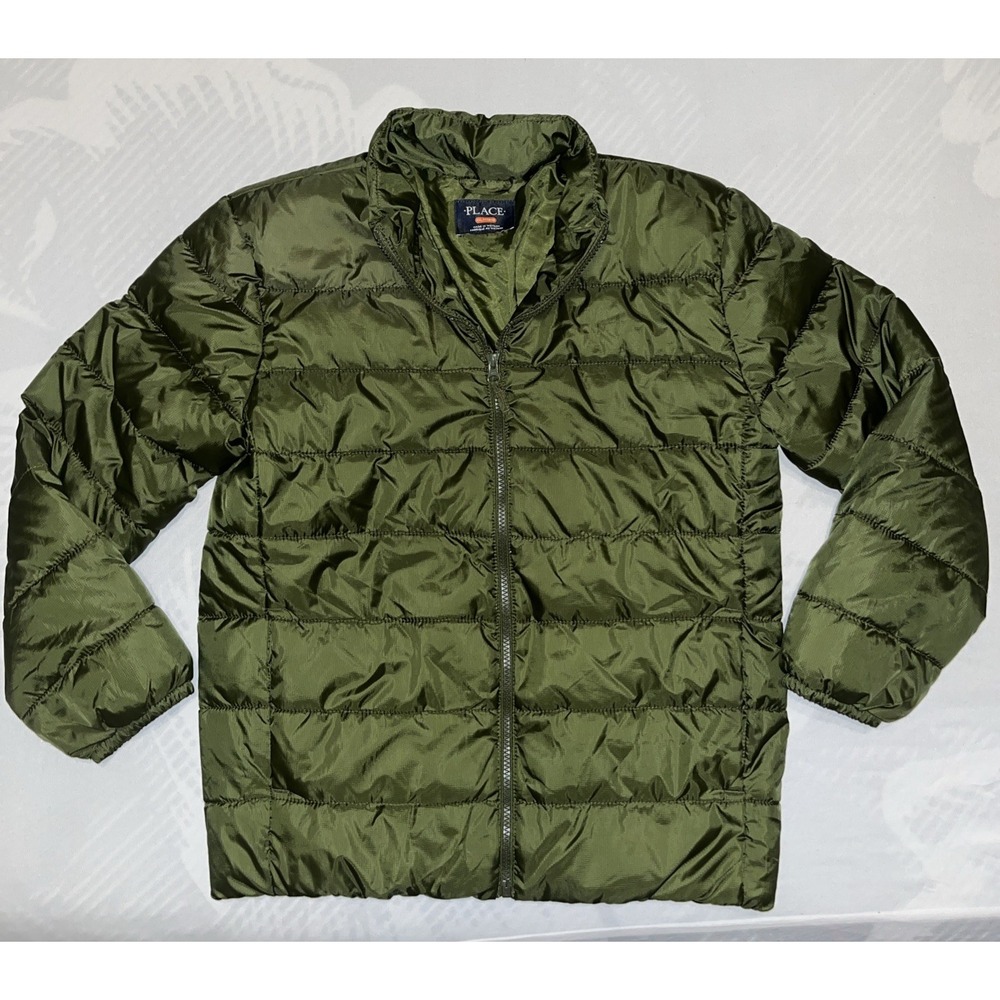 The Childrens Place Dark Green Puffer Jacket Youth Lightweight Size XXL